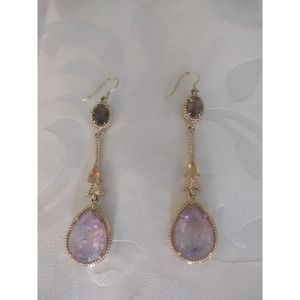 EarringAmethyst, Smokey Quartz, Citrine Dangle Earrings Clad Plating Over Silver